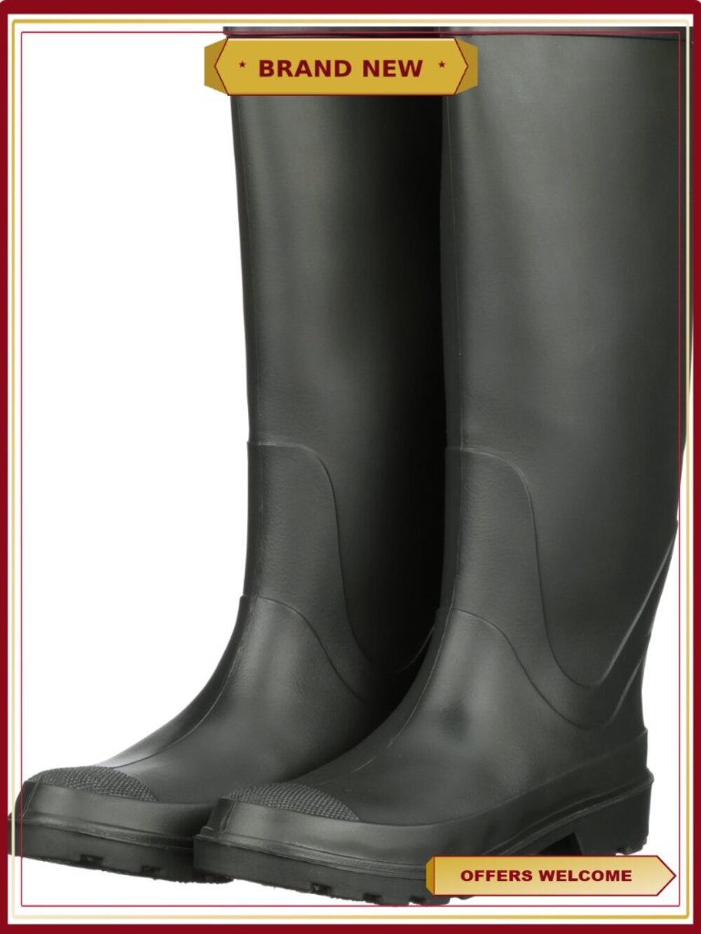 Men's Steel Shank Waterproof PVC Rubber Pull-On Work Boot
